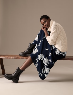 

Womens Autograph Floral Midaxi A-Line Skirt - Navy Mix, Navy Mix