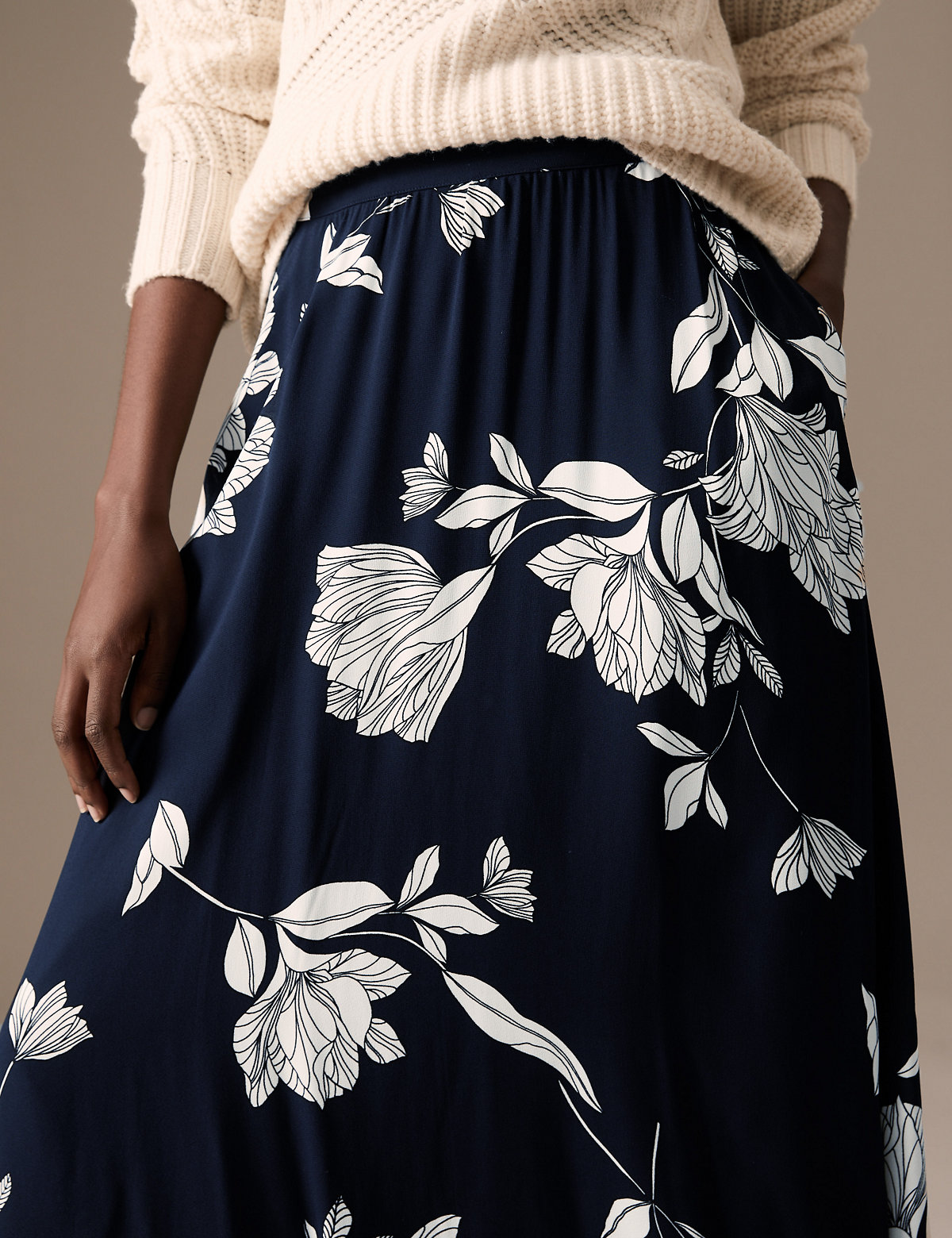 Floral Midaxi A-Line Skirt