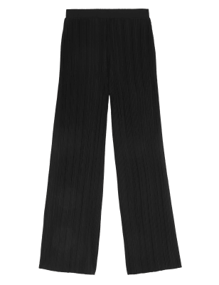 

Autograph Pantalón de pata ancha con cintura elástica plisadoWomens - Black, Black
