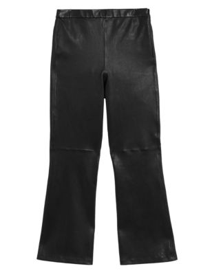 

Womens Autograph Leather Flared Cropped Trousers - Black, Black