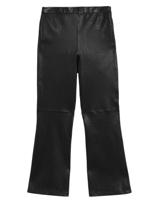 

Womens Autograph Leather Flared Cropped Trousers - Black, Black