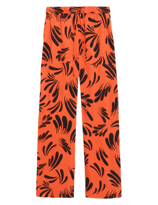 

Womens Autograph Floral Elasticated Waist Wide Leg Trousers - Orange Mix, Orange Mix