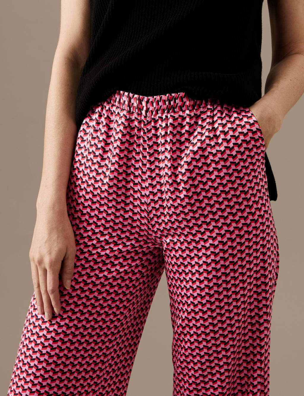 Pure Silk Printed Wide Leg Trousers image 5