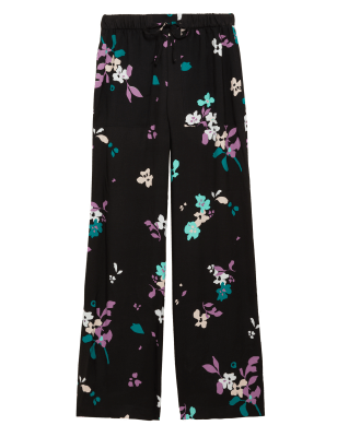 

Womens Autograph Printed Elasticated Waist Wide Leg Trousers - Black Mix, Black Mix