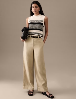 

Autograph Pantalón 100% lino irlandés de pata anchaWomens - Dark Almond, Dark Almond