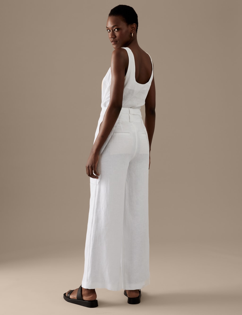 Pure Irish Linen Wide Leg Trousers image 5