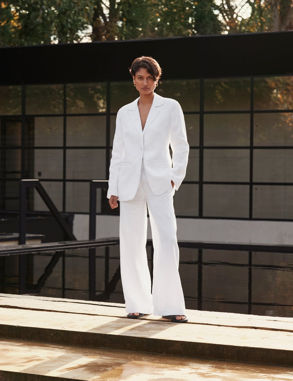 Pure Irish Linen Wide Leg Trousers image 6