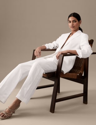 

Autograph Pantalón de pata recta con linoWomens - Soft White, Soft White