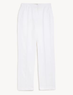 Linen Blend Straight Leg Trousers
