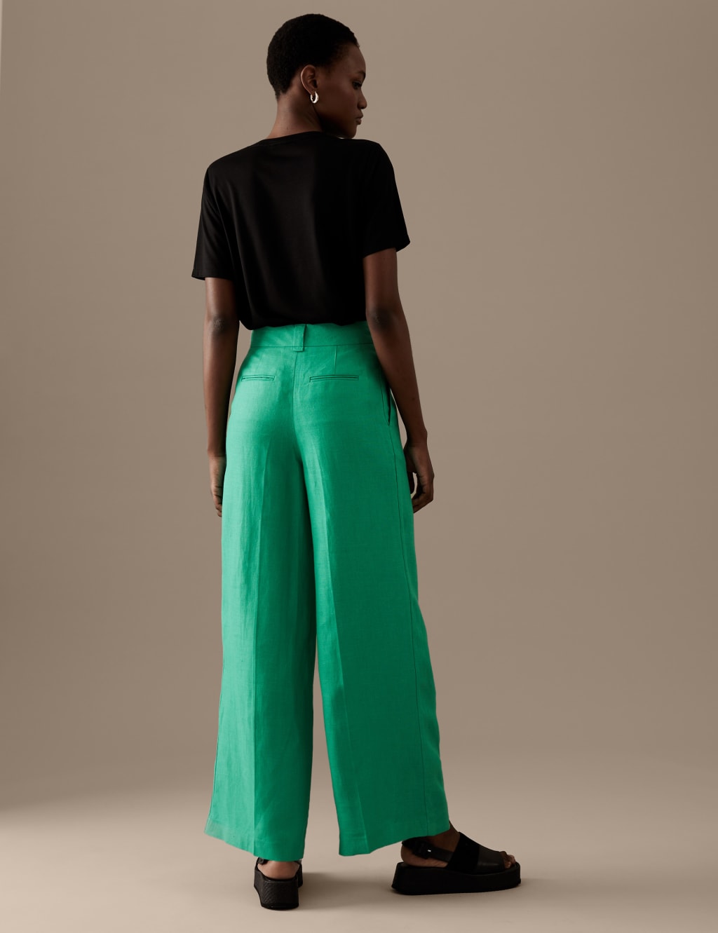 Pure Irish Linen Pleated Wide Leg Trousers image 5
