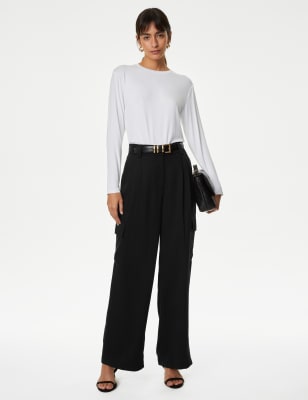 Lyocell Rich Cargo Wide Leg Trousers | M&S JE