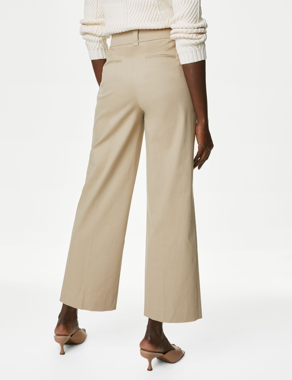 Cotton Rich Pleat Front Wide Leg Chinos image 5