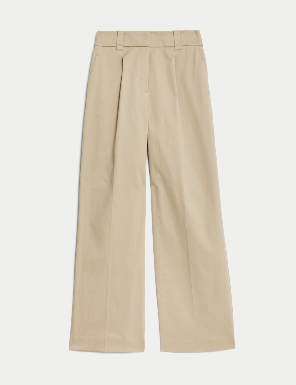 Cotton Rich Pleat Front Wide Leg Chinos image 2