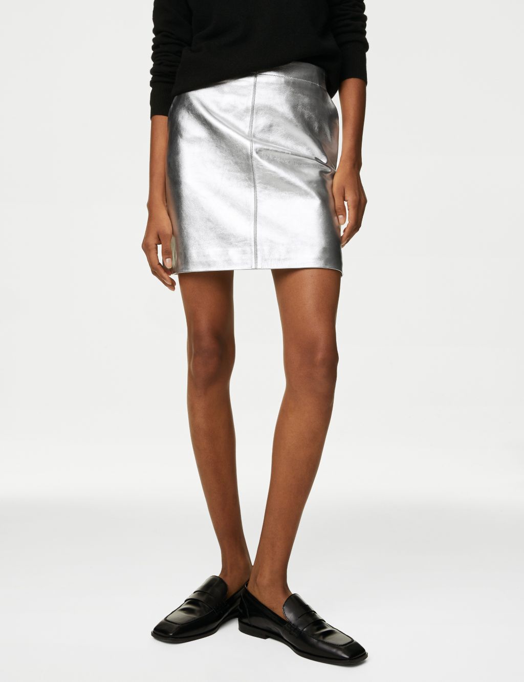 Leather Mini A-Line Skirt image 3
