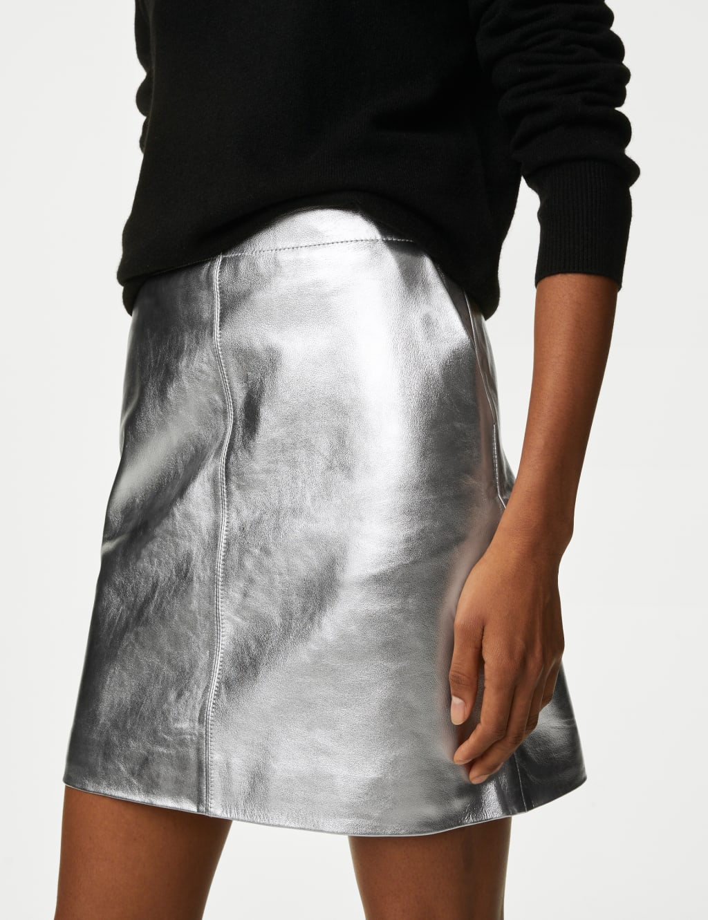Leather Mini A-Line Skirt image 4