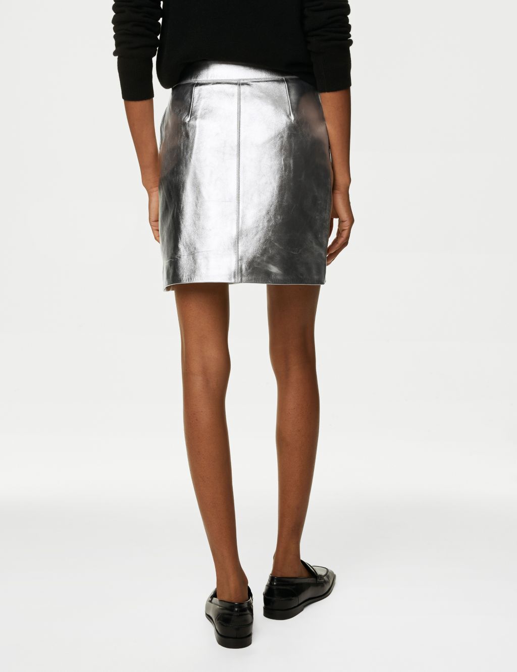 Leather Mini A-Line Skirt image 5