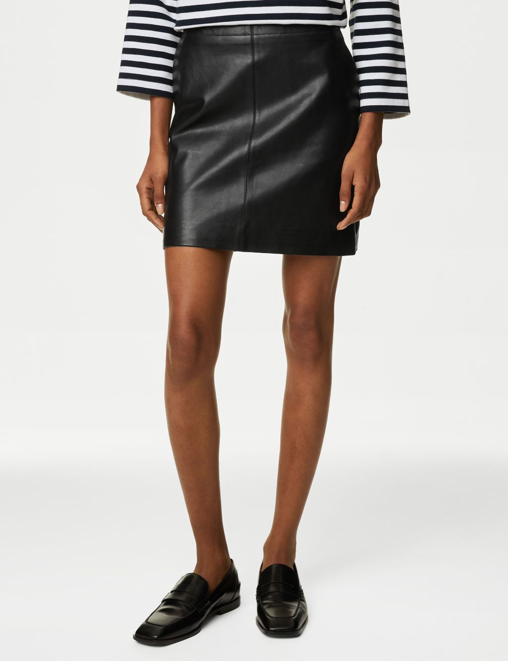 Leather Mini A-Line Skirt image 4
