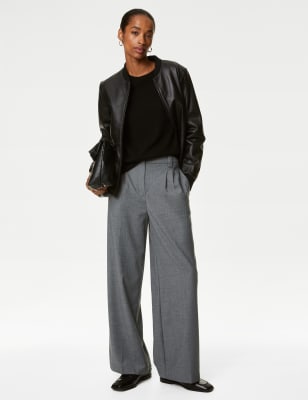 Herringbone wide 2025 leg trousers