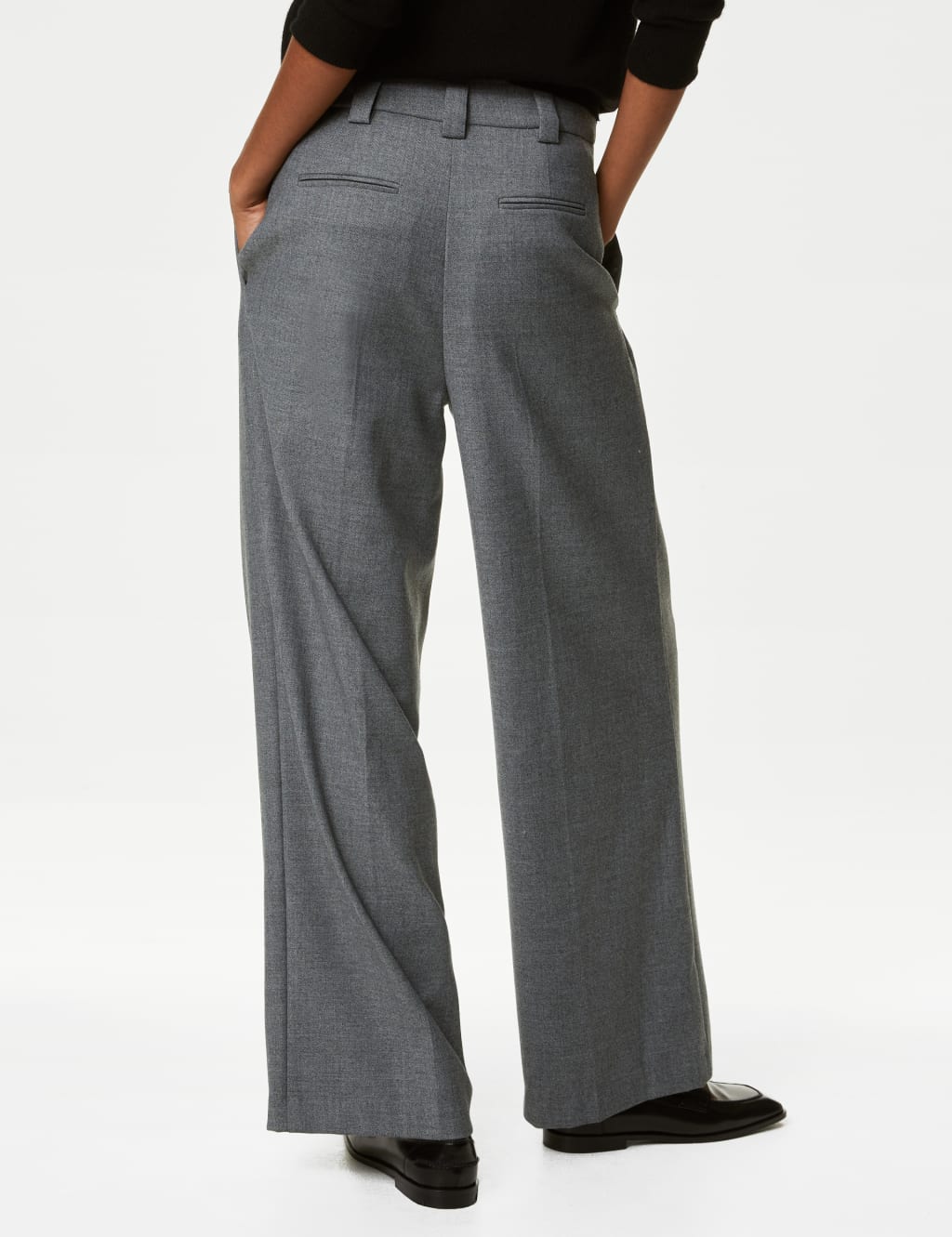 Wool Blend Herringbone Wide Leg Trousers image 5