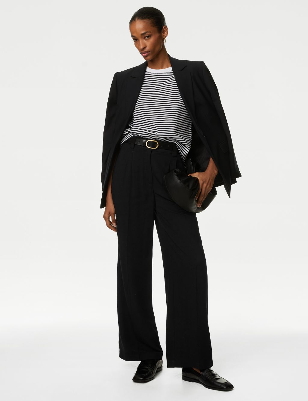 Pleat Front Wide Leg Trousers with Wool image 1
