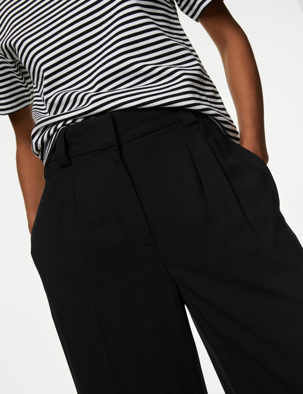 Pleat Front Wide Leg Trousers with Wool image 3