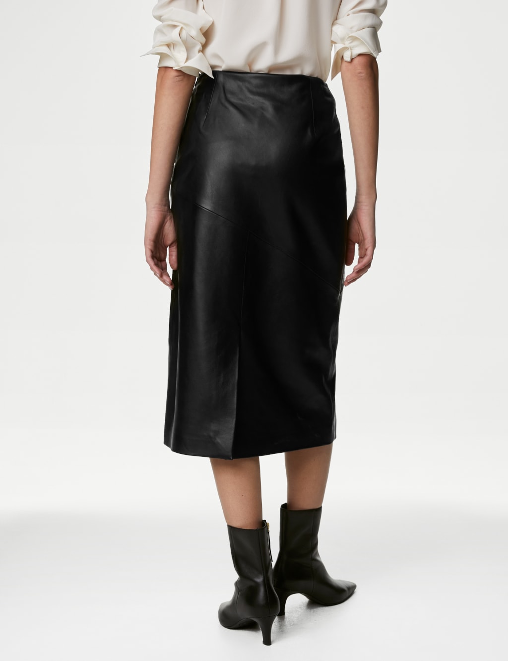 Leather Midi A-Line Skirt image 5