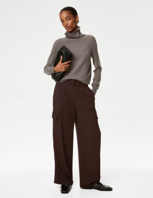 Cargo Wide Leg Trousers with Wool - LU