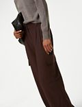 Cargo Wide Leg Trousers with Wool