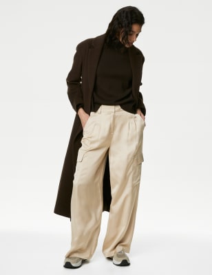 

Womens Autograph Satin Cargo Wide Leg Trousers - Opaline, Opaline