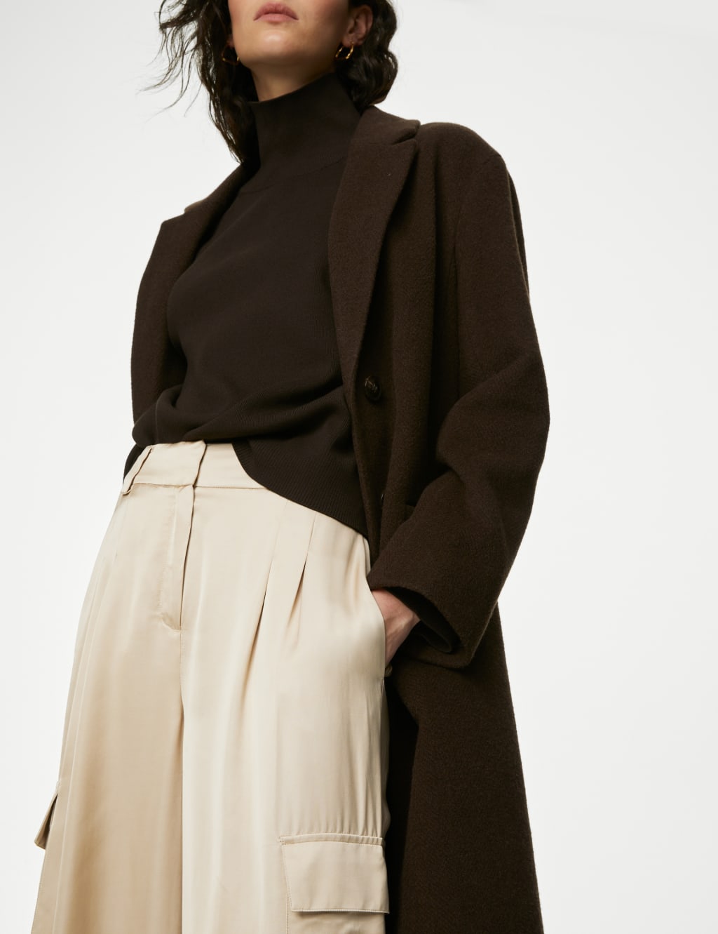 Satin Cargo Wide Leg Trousers image 3
