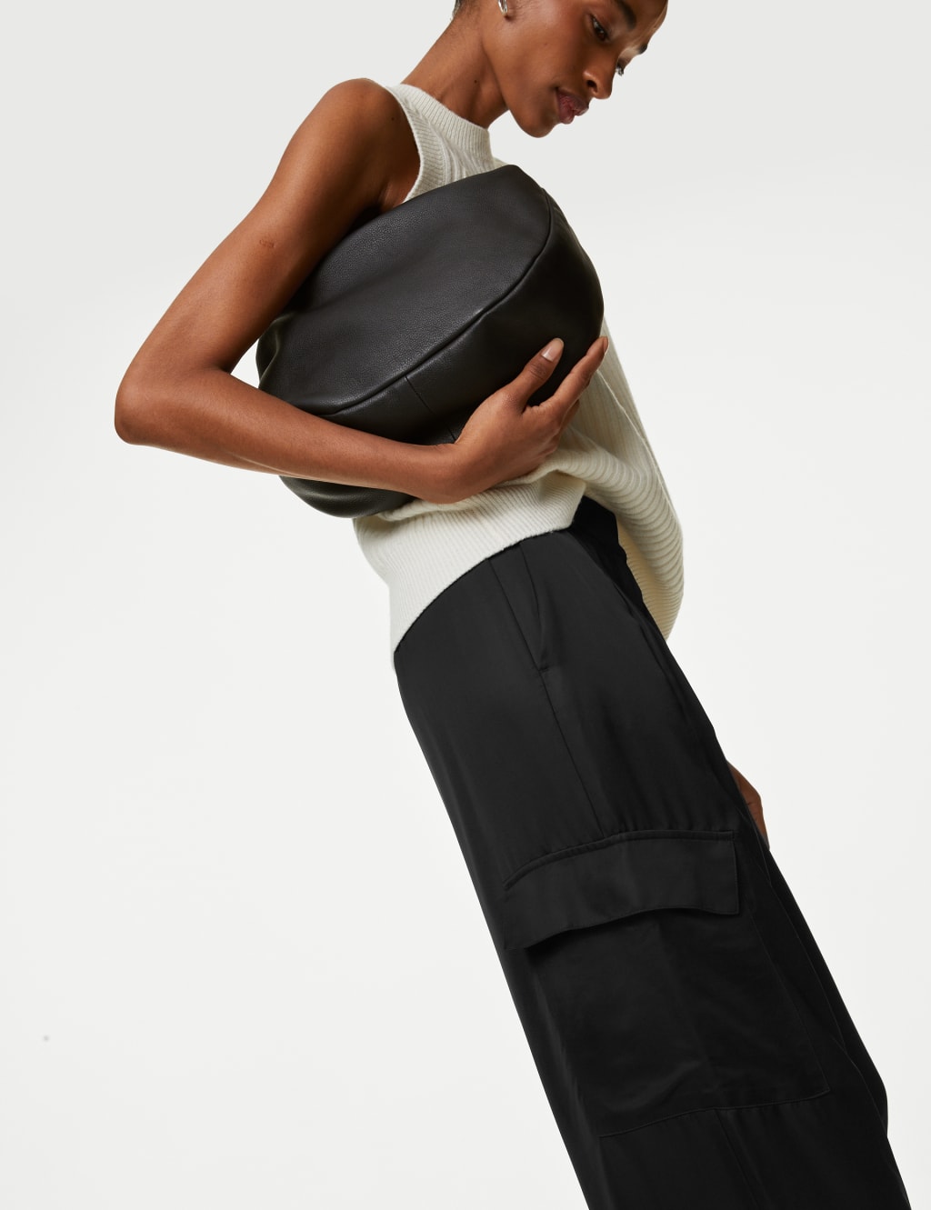 Satin Cargo Wide Leg Trousers image 1
