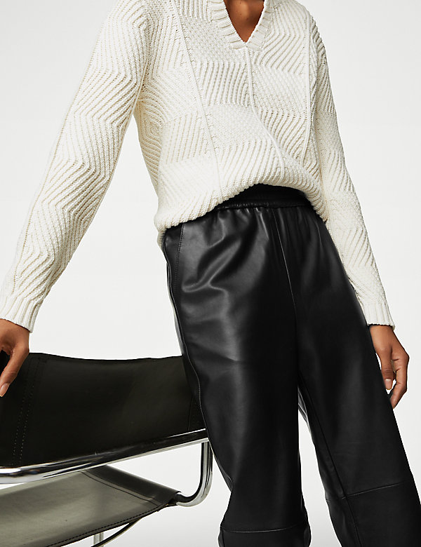 Leather Straight Leg Trousers - OM