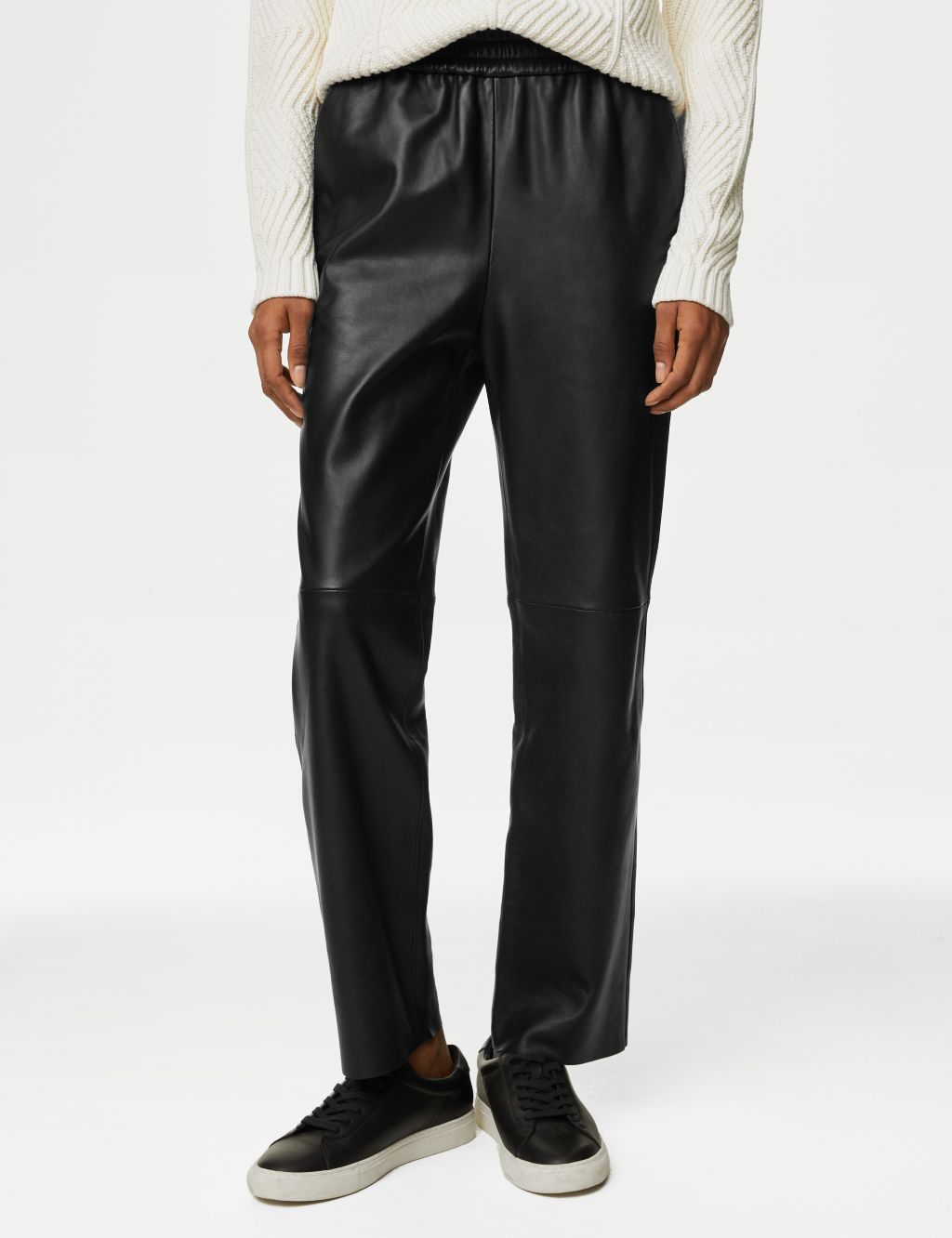 Leather Straight Leg Trousers image 4