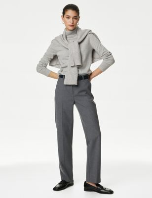 Autograph Womens Straight Leg Trousers with Wool - 6 - Light Grey, Light Grey