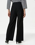 Wool Blend Wide Leg Trousers with Silk