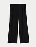 Wool Blend Wide Leg Trousers with Silk
