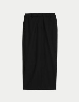 Wool Blend Maxi Column Skirt