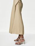 Linen Blend Maxi Wrap Skirt