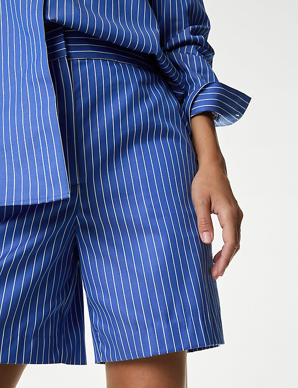 Pure Cotton Striped Tailored Shorts - CA