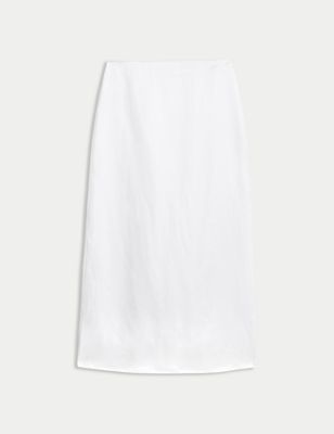 Linen Blend Maxi A-Line Skirt