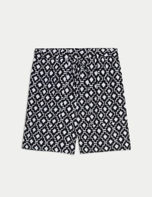 Cupro Rich Printed High Waisted Shorts
