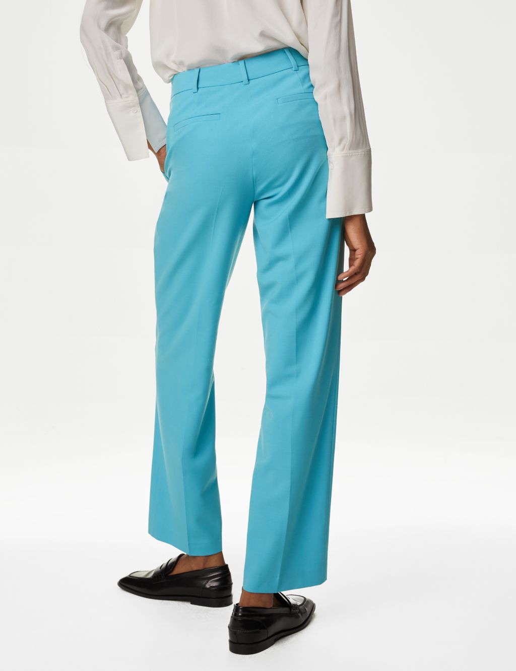 Wool Blend Straight Leg Trousers with Silk image 6