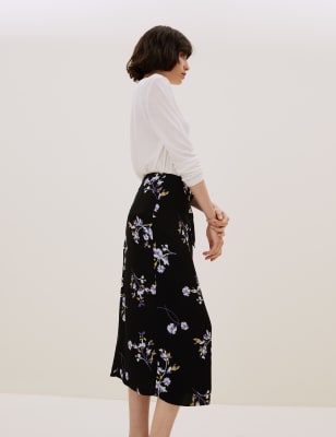 

Womens Autograph Floral Midi Wrap Skirt - Black Mix, Black Mix