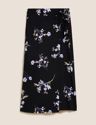 M&S Autograph Womens Floral Midi Wrap Skirt