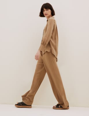 Cupro Wide Leg Trousers