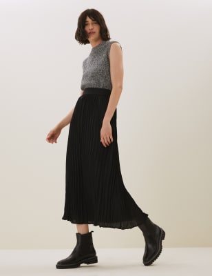 

Womens Autograph Plisse Pleated Maxi Slip Skirt - Black, Black