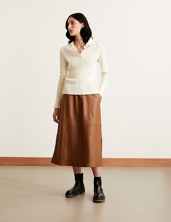 Leather Midaxi A-Line Skirt