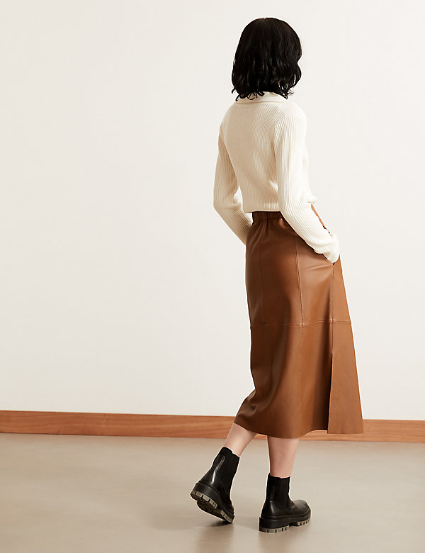 Leather Midaxi A-Line Skirt