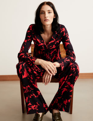 

Womens Autograph Floral Wide Leg Trousers - Flame, Flame