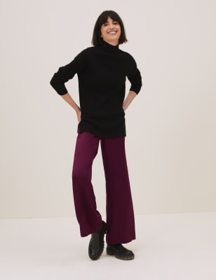 

Womens Autograph Pure Silk Wide Leg Trousers - Wine, Wine